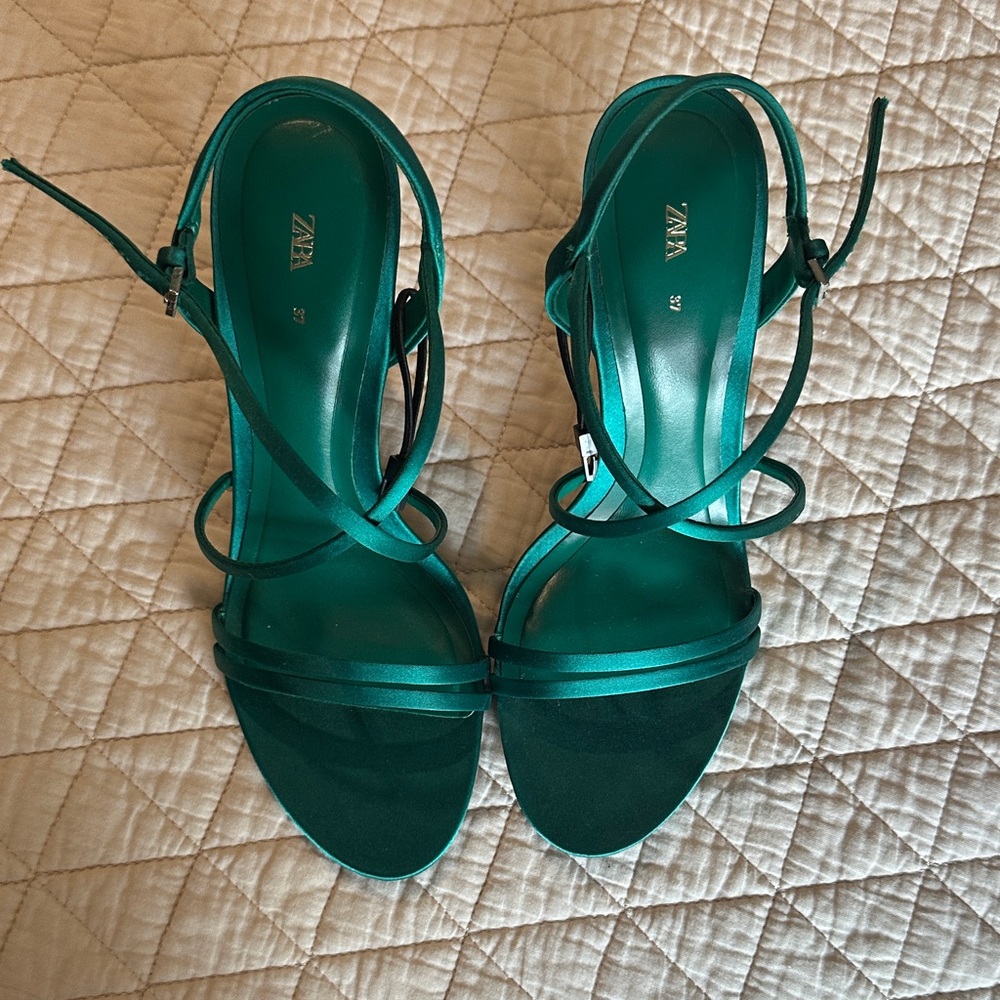 Zara Satin Strappy Stiletto Sandals - Picture 5 of 6